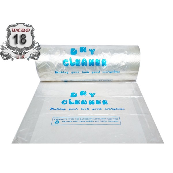   Blue DRY CLEANER BUBBLE  Printed Polythene Rolls - class - 54in 10KG  
